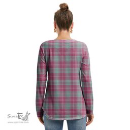 ScotsTee Shop Scottish Crawford Ancient Clan Tartan Womens V Neck Lace Up Criss Cross Sweatshirt