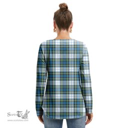 ScotsTee Shop Scottish Campbell Dress Ancient Clan Crest Tartan Womens V Neck Lace Up Criss Cross Sweatshirt