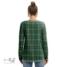 ScotsTee Shop Scottish Cranstoun Clan Tartan Womens V Neck Lace Up Criss Cross Sweatshirt