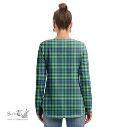 ScotsTee Shop Scottish Graham of Montrose Ancient Clan Crest Tartan Womens V Neck Lace Up Criss Cross Sweatshirt