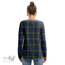 ScotsTee Shop Scottish Gunn Modern Clan Tartan Womens V Neck Lace Up Criss Cross Sweatshirt