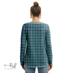 ScotsTee Shop Scottish Campbell of Cawdor Ancient Clan Tartan Womens V Neck Lace Up Criss Cross Sweatshirt