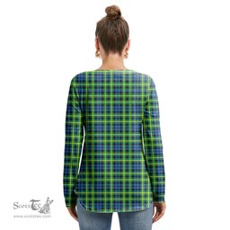 ScotsTee Shop Scottish Campbell of Breadalbane Ancient Clan Tartan Womens V Neck Lace Up Criss Cross Sweatshirt
