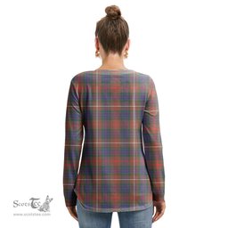 ScotsTee Shop Scottish Fraser Hunting Modern Clan Crest Tartan Womens V Neck Lace Up Criss Cross Sweatshirt