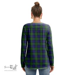 ScotsTee Shop Scottish Campbell Modern Clan Tartan Womens V Neck Lace Up Criss Cross Sweatshirt