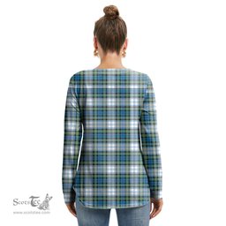 ScotsTee Shop Scottish Campbell Dress Ancient Clan Tartan Womens V Neck Lace Up Criss Cross Sweatshirt