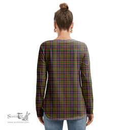 ScotsTee Shop Scottish Cochrane Modern Clan Tartan Womens V Neck Lace Up Criss Cross Sweatshirt