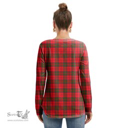 ScotsTee Shop Scottish Grant Modern Clan Tartan Womens V Neck Lace Up Criss Cross Sweatshirt