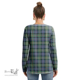 ScotsTee Shop Scottish MacDonnell of Glengarry Ancient Clan Tartan Womens V Neck Lace Up Criss Cross Sweatshirt