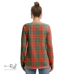 ScotsTee Shop Scottish MacAulay Ancient Clan Crest Tartan Womens V Neck Lace Up Criss Cross Sweatshirt