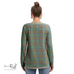 ScotsTee Shop Scottish MacKintosh Hunting Ancient Clan Crest Tartan Womens V Neck Lace Up Criss Cross Sweatshirt