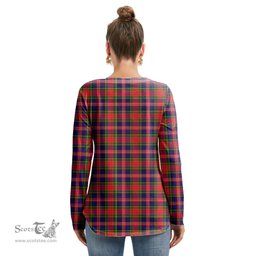 ScotsTee Shop Scottish MacPherson Modern Clan Tartan Womens V Neck Lace Up Criss Cross Sweatshirt