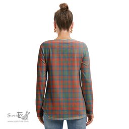 ScotsTee Shop Scottish Matheson Ancient Clan Crest Tartan Womens V Neck Lace Up Criss Cross Sweatshirt