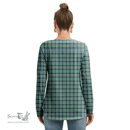 ScotsTee Shop Scottish Melville Clan Tartan Womens V Neck Lace Up Criss Cross Sweatshirt