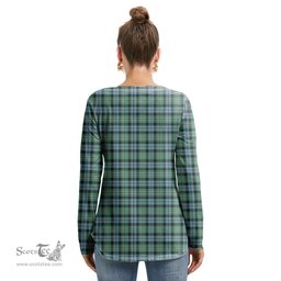 ScotsTee Shop Scottish Melville Clan Crest Tartan Womens V Neck Lace Up Criss Cross Sweatshirt