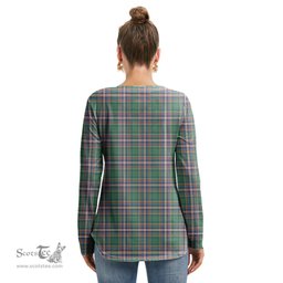 ScotsTee Shop Scottish MacFarlane Hunting Ancient Clan Tartan Womens V Neck Lace Up Criss Cross Sweatshirt