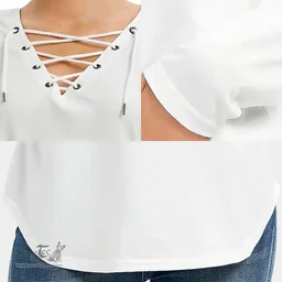 ScotsTee Shop Scottish MacFarlane Hunting Ancient Clan Tartan Womens V Neck Lace Up Criss Cross Sweatshirt