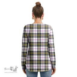 ScotsTee Shop Scottish MacPherson Dress Modern Clan Crest Tartan Womens V Neck Lace Up Criss Cross Sweatshirt