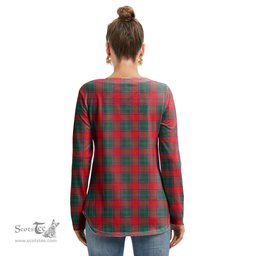 ScotsTee Shop Scottish MacPhail Clan Clan Tartan Womens V Neck Lace Up Criss Cross Sweatshirt