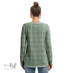 ScotsTee Shop Scottish Kelly Dress Clan Tartan Womens V Neck Lace Up Criss Cross Sweatshirt