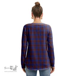 ScotsTee Shop Scottish Home Modern Clan Tartan Womens V Neck Lace Up Criss Cross Sweatshirt