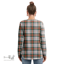 ScotsTee Shop Scottish MacDuff Dress Ancient Clan Crest Tartan Womens V Neck Lace Up Criss Cross Sweatshirt