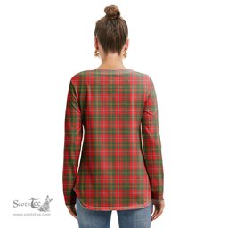 ScotsTee Shop Scottish Hay Modern Clan Tartan Womens V Neck Lace Up Criss Cross Sweatshirt
