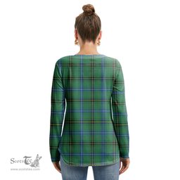 ScotsTee Shop Scottish Henderson Ancient Clan Tartan Womens V Neck Lace Up Criss Cross Sweatshirt