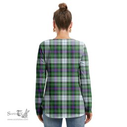 ScotsTee Shop Scottish MacKenzie Dress Modern Clan Crest Tartan Womens V Neck Lace Up Criss Cross Sweatshirt