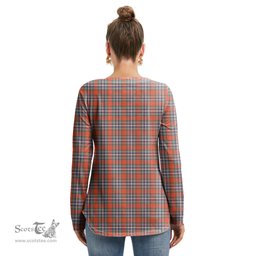 ScotsTee Shop Scottish MacFarlane Ancient Clan Tartan Womens V Neck Lace Up Criss Cross Sweatshirt