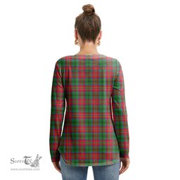 ScotsTee Shop Scottish McCulloch Clan Tartan Womens V Neck Lace Up Criss Cross Sweatshirt