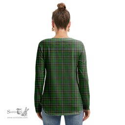 ScotsTee Shop Scottish MacAlpine Modern Clan Tartan Womens V Neck Lace Up Criss Cross Sweatshirt