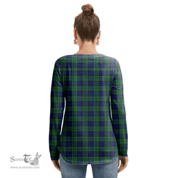 ScotsTee Shop Scottish MacCallum Modern Clan Tartan Womens V Neck Lace Up Criss Cross Sweatshirt