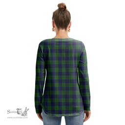 ScotsTee Shop Scottish Keith Modern Clan Crest Tartan Womens V Neck Lace Up Criss Cross Sweatshirt