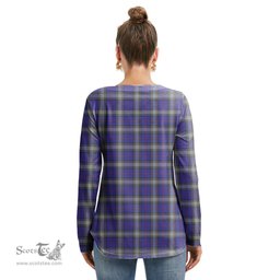 ScotsTee Shop Scottish Kinnaird Clan Tartan Womens V Neck Lace Up Criss Cross Sweatshirt