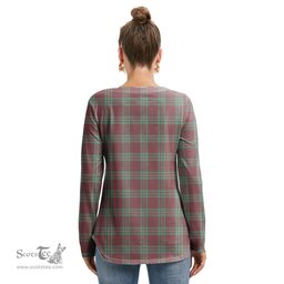 ScotsTee Shop Scottish MacGregor Hunting Ancient Clan Crest Tartan Womens V Neck Lace Up Criss Cross Sweatshirt