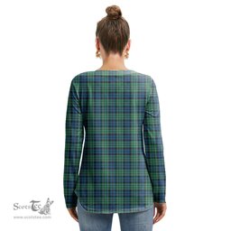 ScotsTee Shop Scottish MacCallum Ancient Clan Tartan Womens V Neck Lace Up Criss Cross Sweatshirt