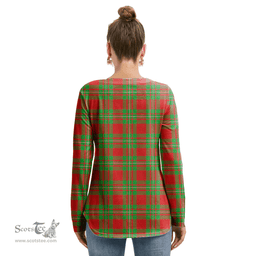 ScotsTee Shop Scottish MacGregor Modern Clan Crest Tartan Womens V Neck Lace Up Criss Cross Sweatshirt