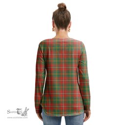 ScotsTee Shop Scottish Hay Ancient Clan Crest Tartan Womens V Neck Lace Up Criss Cross Sweatshirt