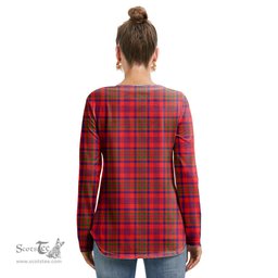 ScotsTee Shop Scottish Murray of Tulloch Modern Clan Crest Tartan Womens V Neck Lace Up Criss Cross Sweatshirt