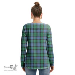 ScotsTee Shop Scottish Morrison Ancient Clan Tartan Womens V Neck Lace Up Criss Cross Sweatshirt