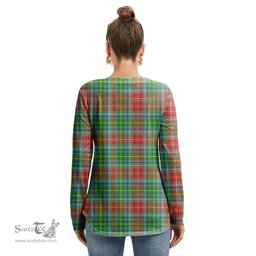 ScotsTee Shop Scottish Muirhead Clan Tartan Womens V Neck Lace Up Criss Cross Sweatshirt