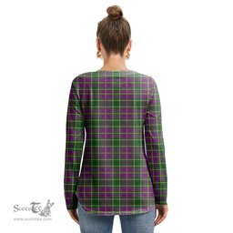 ScotsTee Shop Scottish Taylor Clan Tartan Womens V Neck Lace Up Criss Cross Sweatshirt