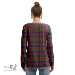 ScotsTee Shop Scottish Tennant Clan Tartan Womens V Neck Lace Up Criss Cross Sweatshirt