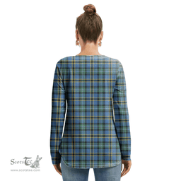 ScotsTee Shop Scottish Weir Ancient Clan Crest Tartan Womens V Neck Lace Up Criss Cross Sweatshirt