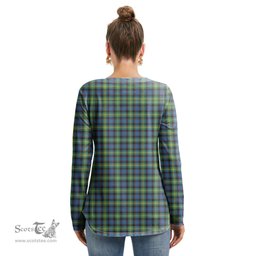 ScotsTee Shop Scottish Watson Ancient Clan Tartan Womens V Neck Lace Up Criss Cross Sweatshirt
