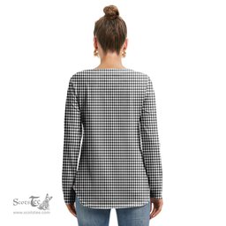 ScotsTee Shop Scottish Shepherd Clan Tartan Womens V Neck Lace Up Criss Cross Sweatshirt