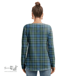ScotsTee Shop Scottish Robertson Hunting Ancient Clan Crest Tartan Womens V Neck Lace Up Criss Cross Sweatshirt