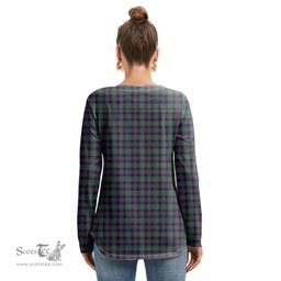 ScotsTee Shop Scottish Rose Hunting Modern Clan Tartan Womens V Neck Lace Up Criss Cross Sweatshirt