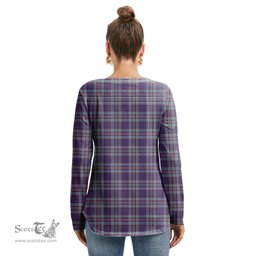 ScotsTee Shop Scottish RCAF Clan Tartan Womens V Neck Lace Up Criss Cross Sweatshirt